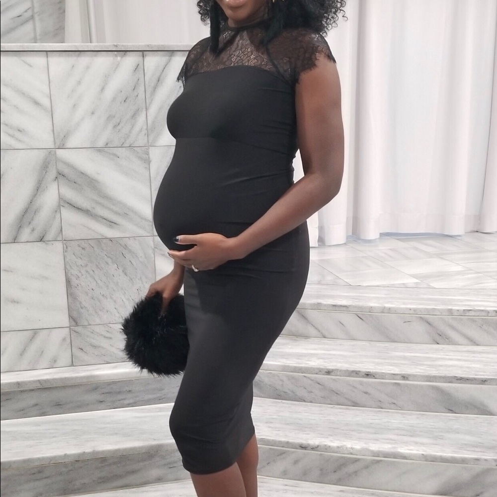Asos Maternity Dress 6 Black Lace Formal Stretchy
